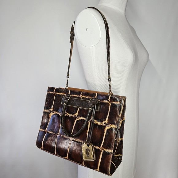 Dooney & Bourke 11.5x9x5" Bag Barlow Croc Embossed Florentine Vacchetta Leather - Picture 14 of 14